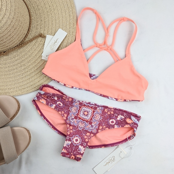 NEW B. Swim Reversible Bralette Floral Bikini - Picture 2 of 8